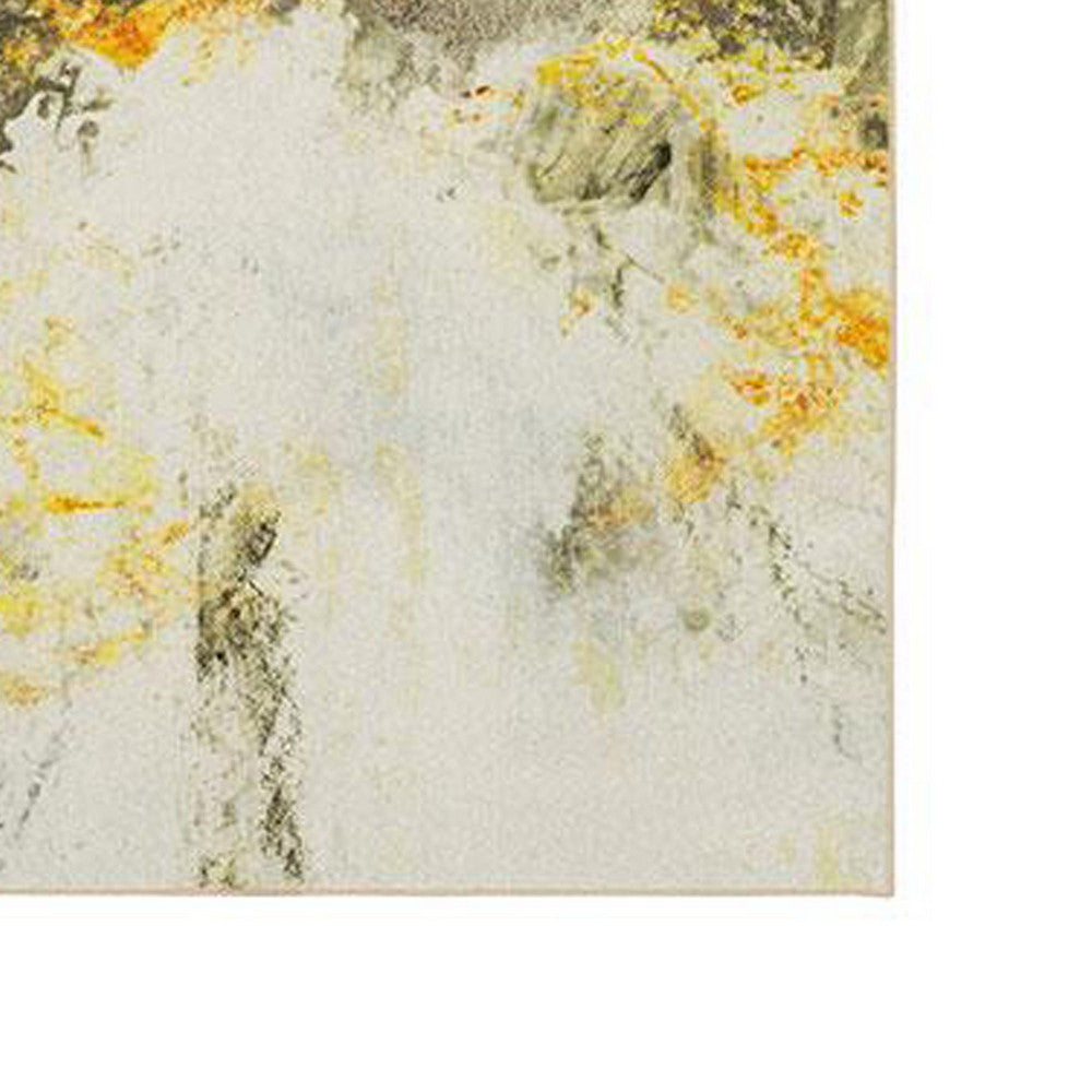 Navi 5 x 8 Medium Area Rug, Marble Pattern, Latex Back, Gold Abstract, Gray - BM310971