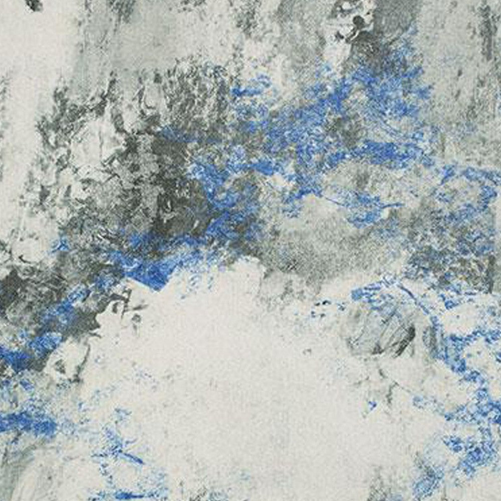 Navi 8 x 10 Large Area Rug, Marble Pattern, Latex Back, Blue Abstract, Gray - BM310972