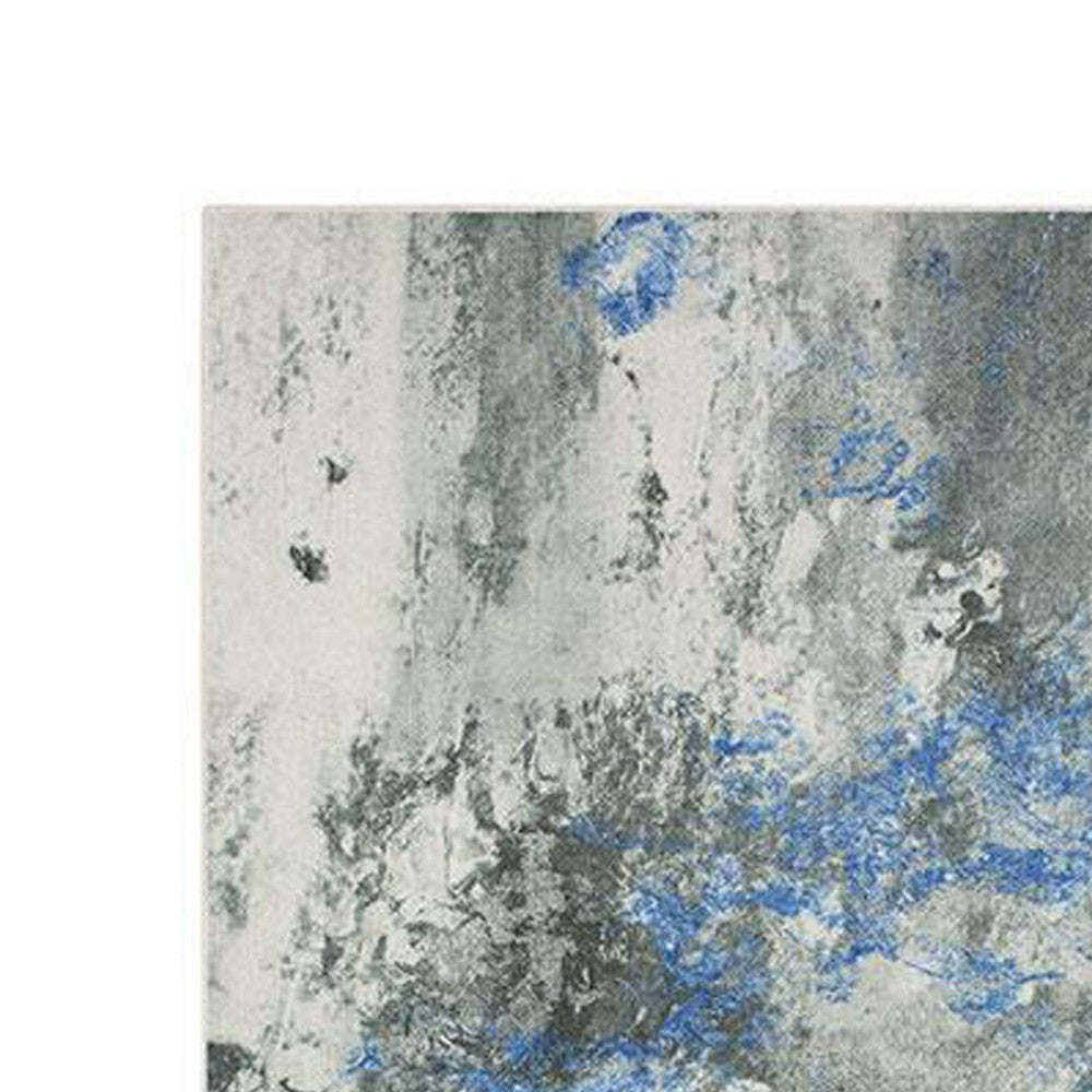 Navi 5 x 8 Medium Area Rug, Marble Pattern, Latex Back, Blue Abstract, Gray - BM310973
