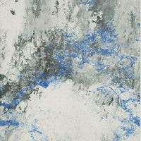 Navi 5 x 8 Medium Area Rug, Marble Pattern, Latex Back, Blue Abstract, Gray - BM310973