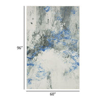 Navi 5 x 8 Medium Area Rug, Marble Pattern, Latex Back, Blue Abstract, Gray - BM310973