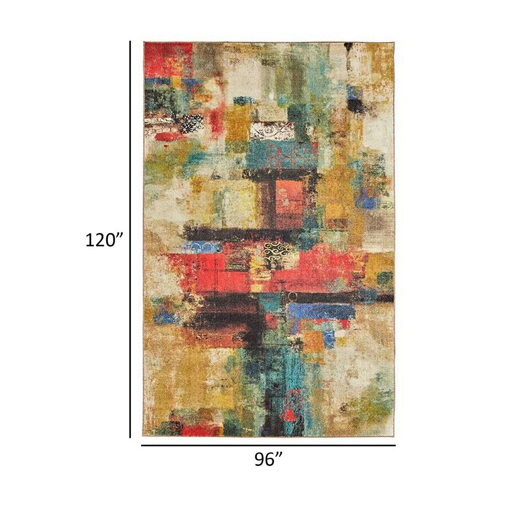 Navi 8 x 10 Large Area Rug, Modern Art, Latex Back, Multicolor Abstract - BM310974
