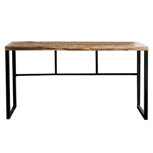 Larke 69 Inch Bar Table, Welded Black Steel Frame, Rosewood, Natural Brown - BM311045