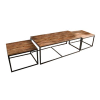 Larke 3 Piece Nesting Coffee and End Table Set, Steel, Brown Rosewood - BM311047