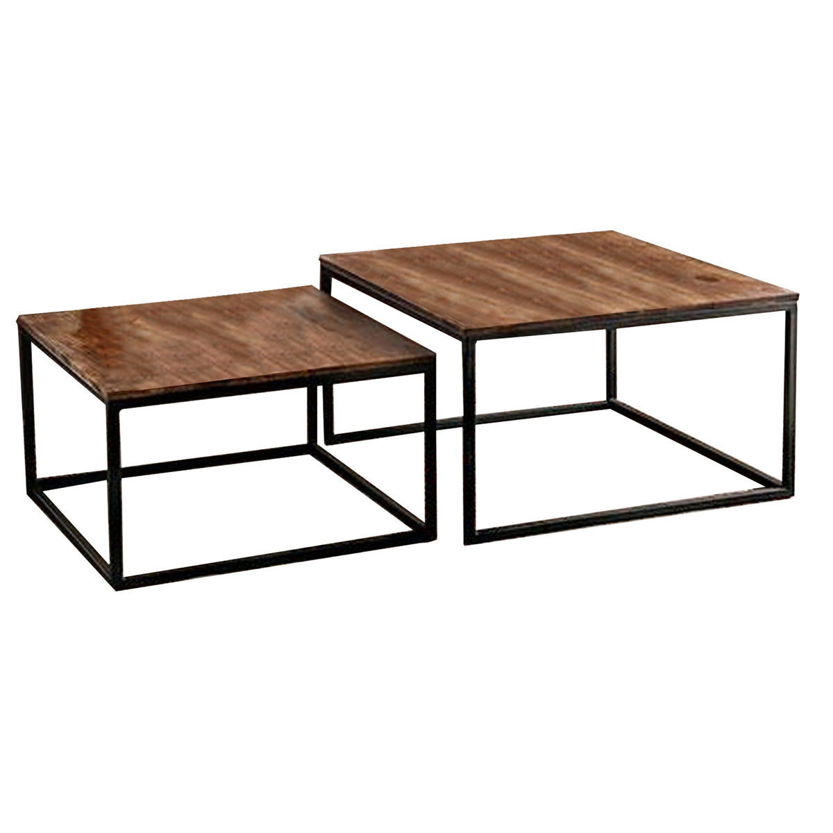 Larke Coffee Table, 2 Piece Set Nesting Tables, Steel Frame, Brown Rosewood - BM311048