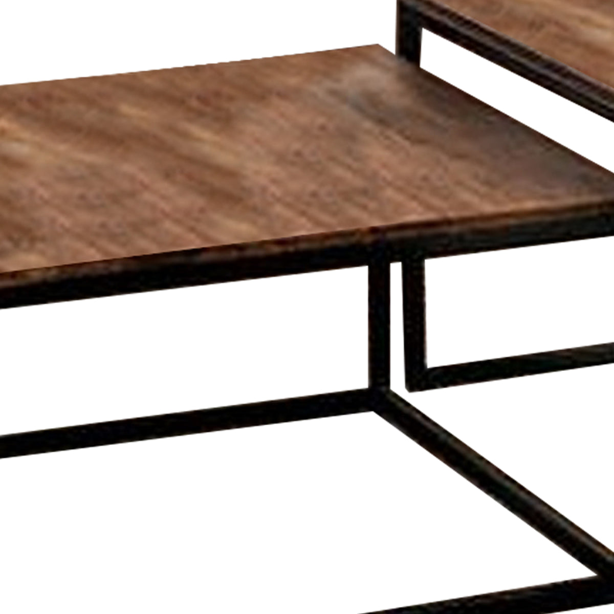 Larke Coffee Table, 2 Piece Set Nesting Tables, Steel Frame, Brown Rosewood - BM311048