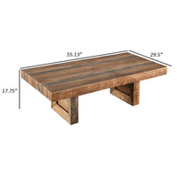 Agon 55 Inch Coffee Table, Mitered Corners, Mango Wood, Natural Brown - BM311050