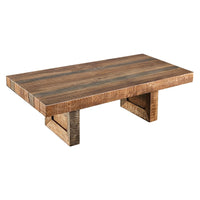 Agon 55 Inch Coffee Table, Mitered Corners, Mango Wood, Natural Brown - BM311050