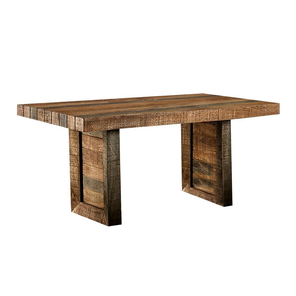 Agon 68 Inch Dining Table, Mitered Corners, Mango Wood, Natural Brown - BM311051