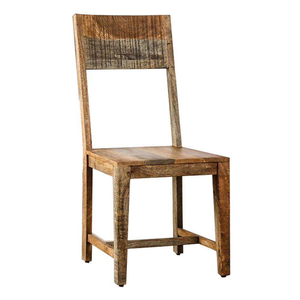 Agon 39 Inch Dining Chair Set of 2, Rough Sawn, Mango Wood, Natural Brown - BM311052