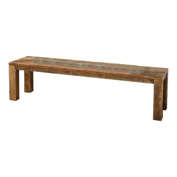 Agon 68 Inch Dining Bench, Mitered Corner, Rough Sawn, Natural Mango Wood - BM311054