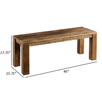 Agon 46 Inch Dining Bench, Mitered Corner, Rough Sawn, Natural Mango Wood - BM311055