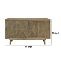 Zaha 44 Inch Sideboard Server Console, 2 Doors, Mango Wood, Natural Brown - BM311056