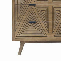 Zaha 36 Inch Dresser Chest, 8 Drawers, Angled Leg, Mango Wood, Natural - BM311057