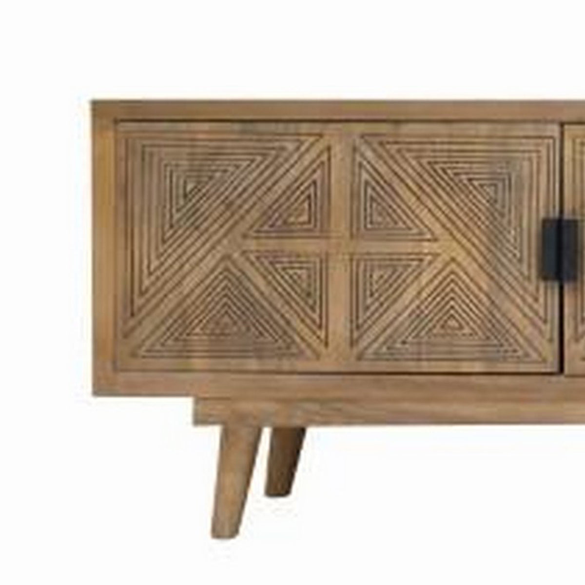 Zaha 56 Inch TV Media Console, 2 Door, Shelf, Mango Wood, Natural Brown - BM311058