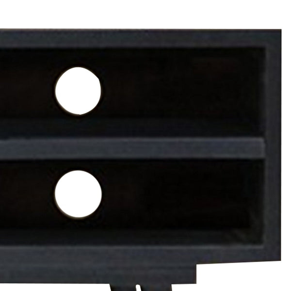 Zaha 56 Inch TV Media Console, 2 Door, Screen Print, Black Mango Wood - BM311060