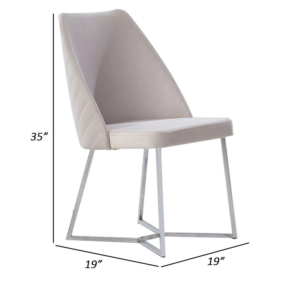 19 Inch Side Chair, Set of 2, Chevron Pattern, Contoured, Microfiber, White - BM311066