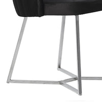19 Inch Side Chair, Set of 2, Channel Tufted, Microfiber, Black, Chrome - BM311067