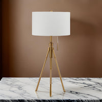 32-37 Inch Table Lamp, Adjustable Height, Modern Tripod Legs, Metal, Gold - BM311070