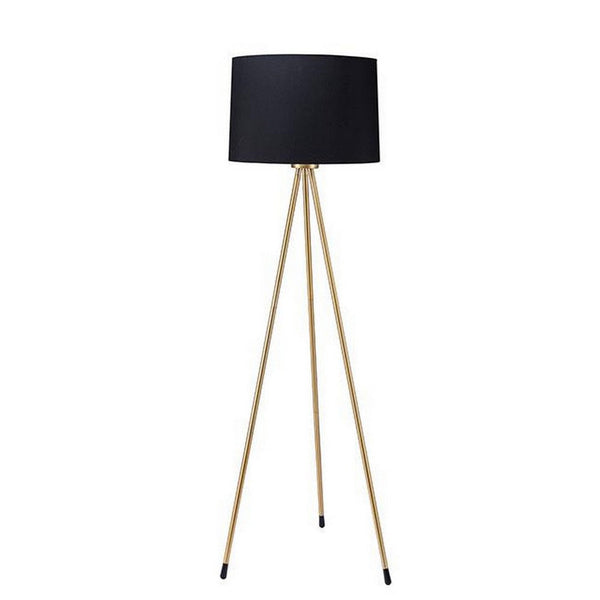 Zeri 59 Inch Floor Lamp, Modern Style Tripod Legs, Metal, Black and Gold - BM311071