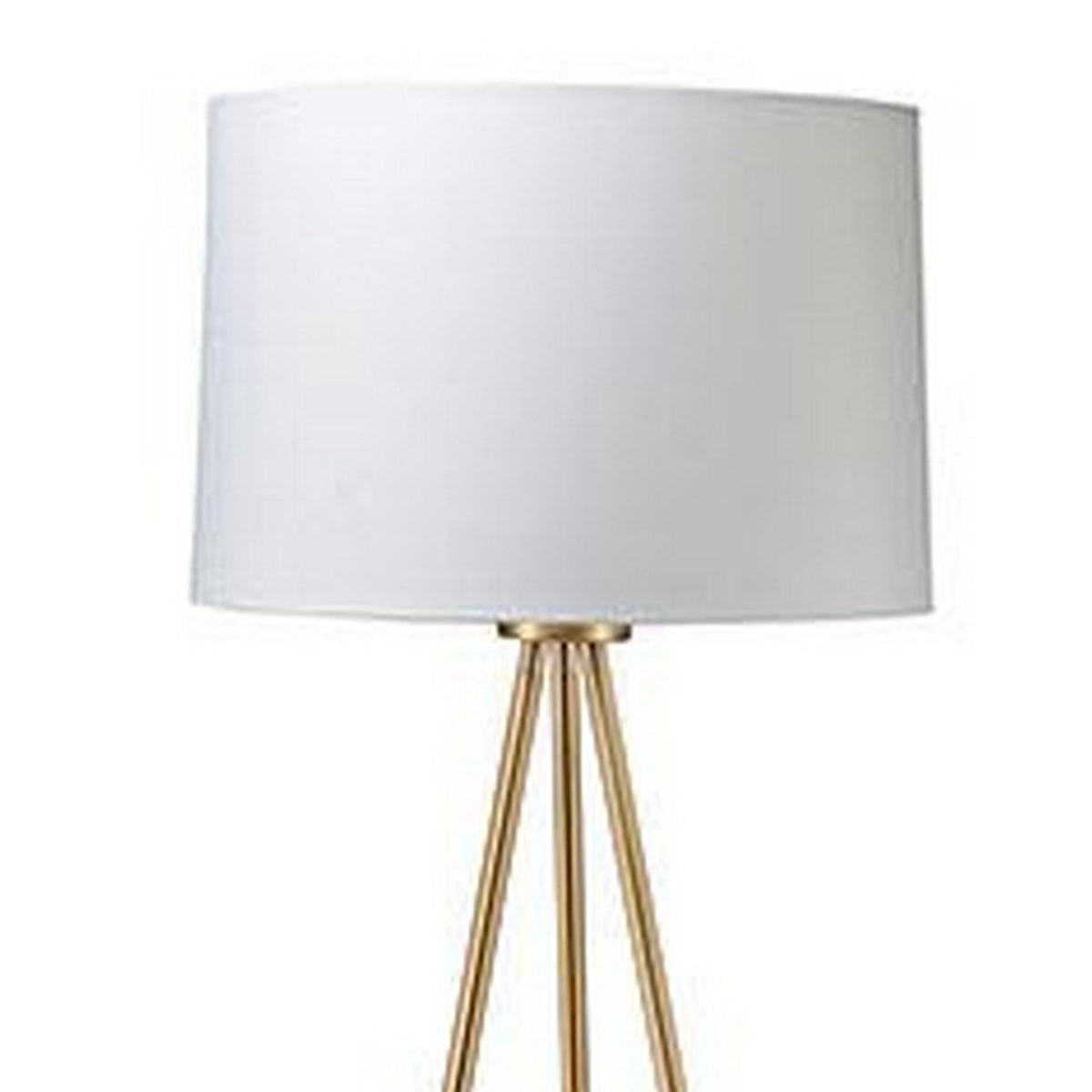 Zeri 59 Inch Floor Lamp, Modern Style Tripod Legs, Metal, White and Gold - BM311072