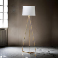 Zeri 59 Inch Floor Lamp, Modern Style Tripod Legs, Metal, White and Gold - BM311072