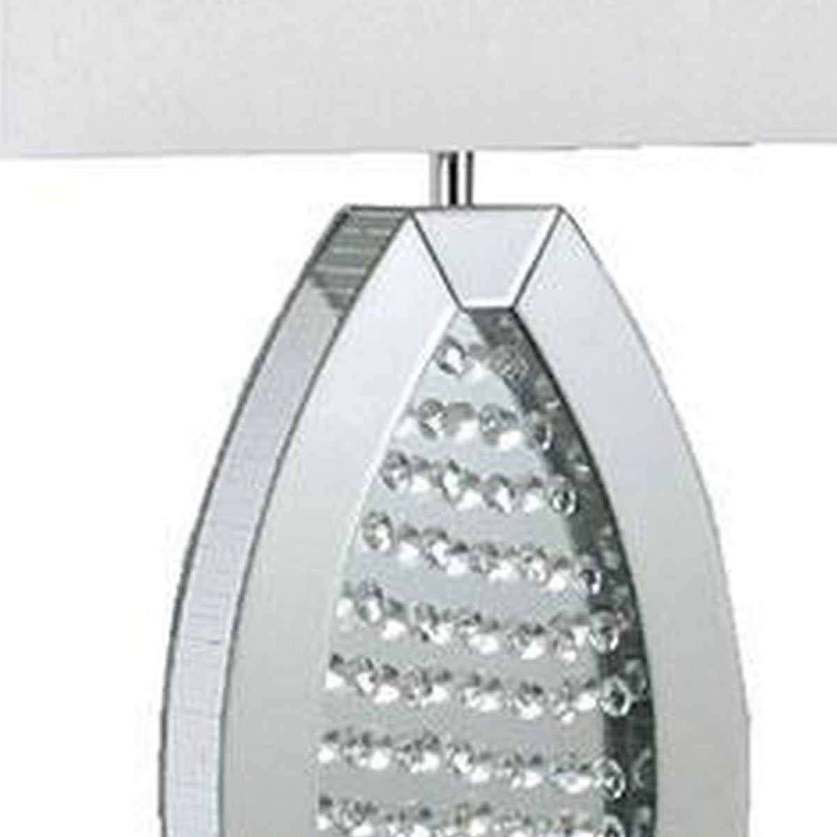 30 Inch Table Lamp, Acrylic Crystal, Rectangular Shade, Curved, Silver - BM311074