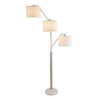 83 Inch Floor Lamp, AdjusFloor, 3 Level Design, Marble, Metal, Silver - BM311079