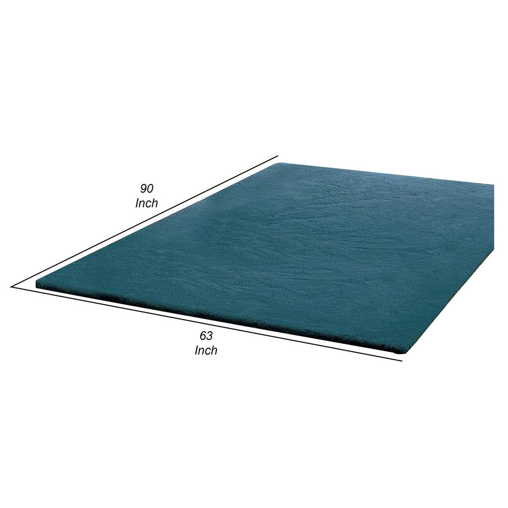 Rica 5 x 7 Area Rug, Medium, No Backing, Power Loomed Polyester, Teal - BM311082