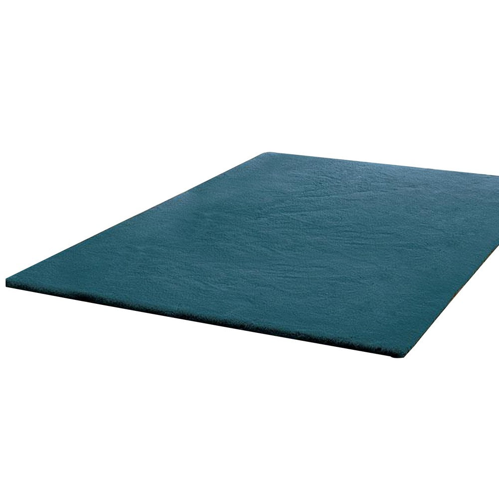 Rica 5 x 7 Area Rug, Medium, No Backing, Power Loomed Polyester, Teal - BM311082