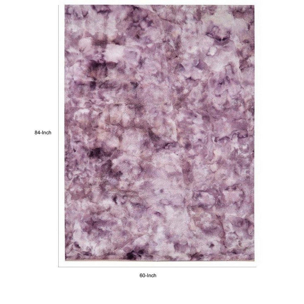 Ica 5 x 7 Area Rug, Non Slip Canvas Backing, Tie Dye Polyester, Purple - BM311085