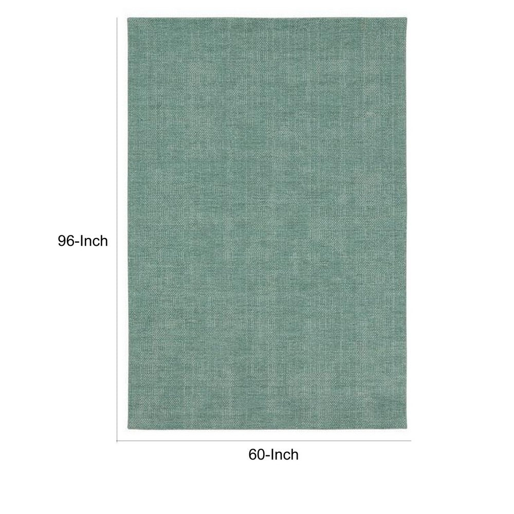 Shey 5 x 8 Area Rug, Medium, Hand Loomed Wool, No Backing, Light Teal - BM311098