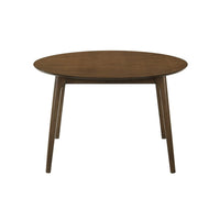 Kiq 48 Inch Dining Table, Wood, Round Tabletop, Angled Legs, Walnut Brown - BM311119