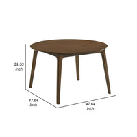 Kiq 48 Inch Dining Table, Wood, Round Tabletop, Angled Legs, Walnut Brown - BM311119