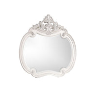 Hailey 48 x 49 Buffet Mirror, Round Wood Frame, Carved Crown Top, Mist Gray - BM311121