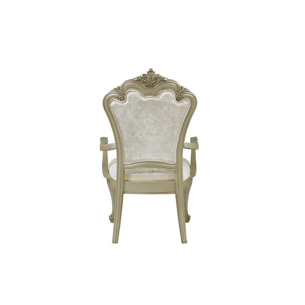 Siq 27 Inch Dining Armchair Set of 2, Upholstered, Champagne Gold, Silver - BM311123