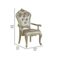 Siq 27 Inch Dining Armchair Set of 2, Upholstered, Champagne Gold, Silver - BM311123