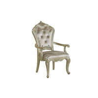 Siq 27 Inch Dining Armchair Set of 2, Upholstered, Champagne Gold, Silver - BM311123