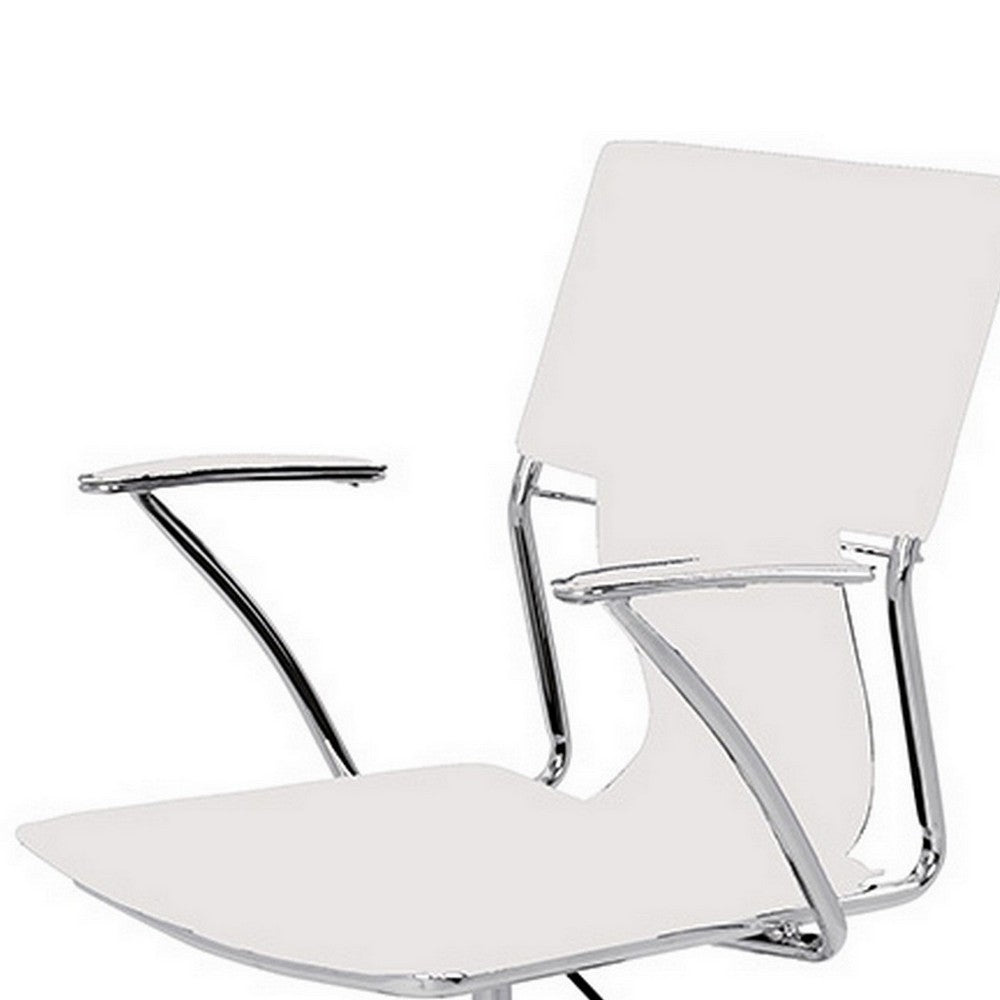22 Inch Office Chair, Adjustable Lift, Ergonomic, Wheels, White, Chrome - BM311129