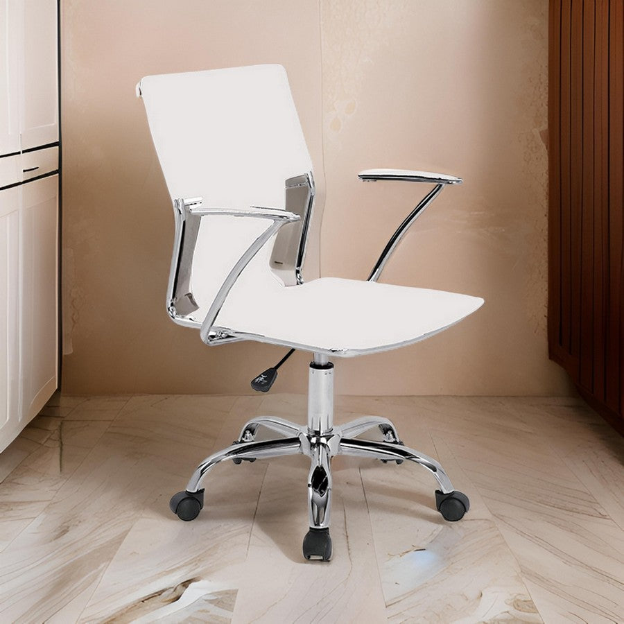 22 Inch Office Chair, Adjustable Lift, Ergonomic, Wheels, White, Chrome - BM311129