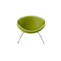 34 Inch Accent Chair, Semicircle Round Shape, Faux Leather, Lime Green - BM311133