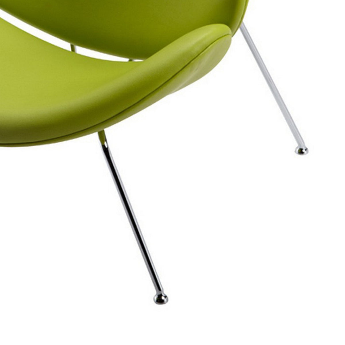 34 Inch Accent Chair, Semicircle Round Shape, Faux Leather, Lime Green - BM311133