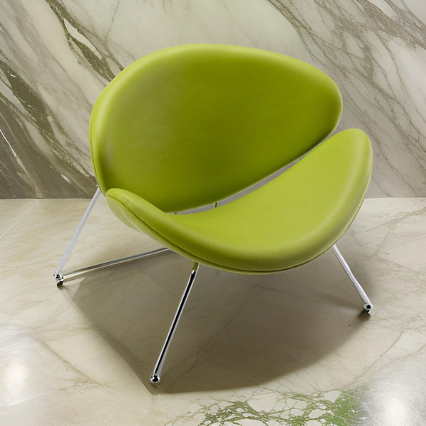 34 Inch Accent Chair, Semicircle Round Shape, Faux Leather, Lime Green - BM311133