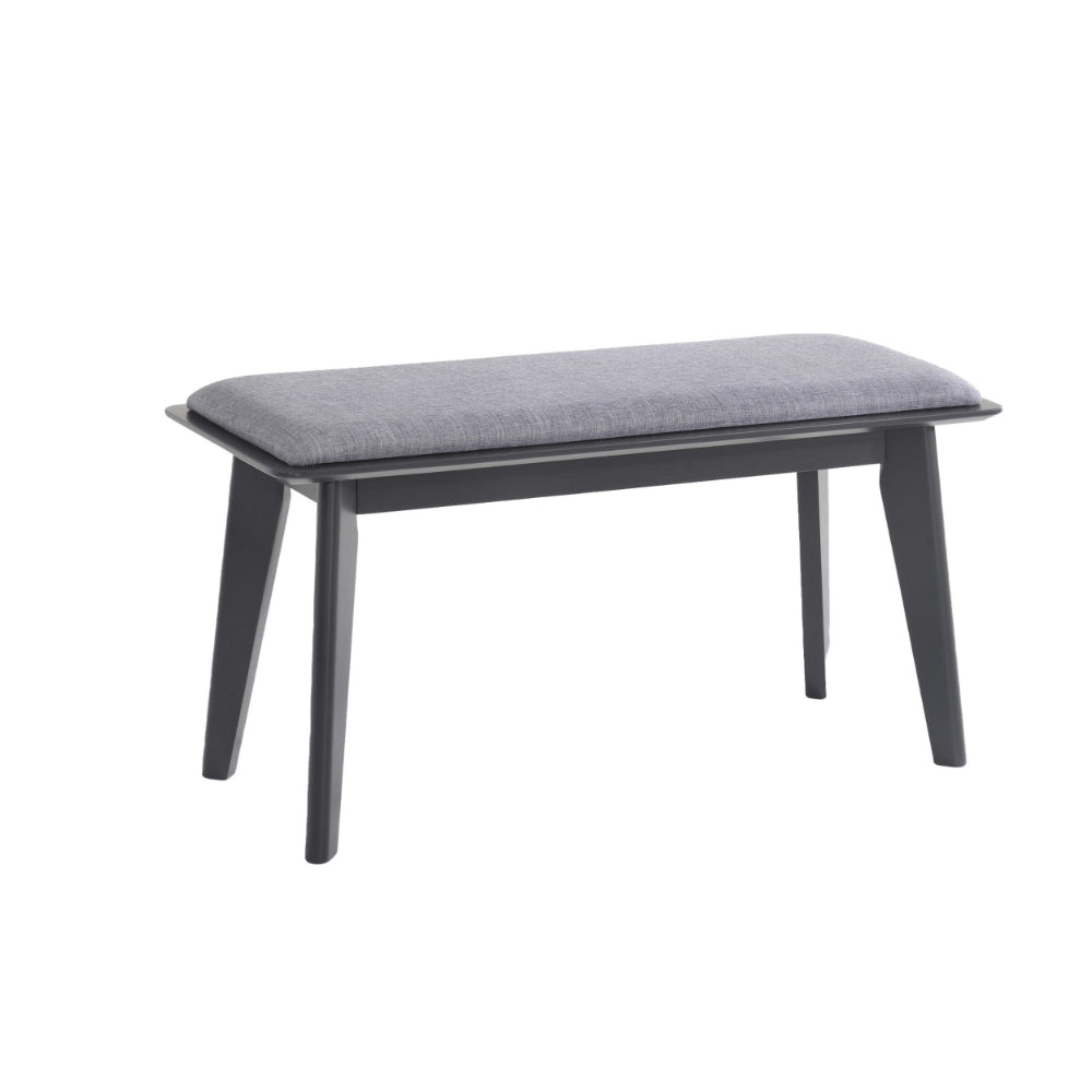 35 Inch Bench Benzara 35 Inch Bench, Angled Legs, Solid Wood, Light Gray Fabric ...