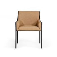 24 Inch Dining Chair, Modern Exposed Frame, Tan Faux Leather, Metal, Black - BM311137