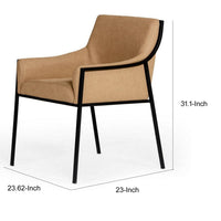 24 Inch Dining Chair, Modern Exposed Frame, Tan Faux Leather, Metal, Black - BM311137