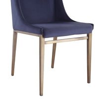 Cid Kinn 22 Inch Dining Chair Set of 2, Gold Base, Blue Velvet Upholstery - BM311138