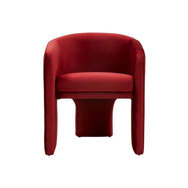 24 Inch Accent Chair, Modern Art Style, Burnt Red Velvet Upholstery - BM311143