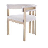 25 Inch Dining Chair, Contemporary Art Style, Sherpa Velvet, Beige, Gold - BM311145