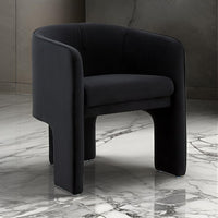 24 Inch Accent Chair, Modern Style, 3 Legs, Black Velvet Upholstery - BM311161